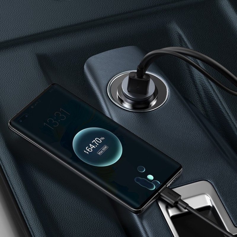 
Automobilinio įkroviklio skirstytuvas 3x USB + USB-C 120W PPS QC PD pilka
