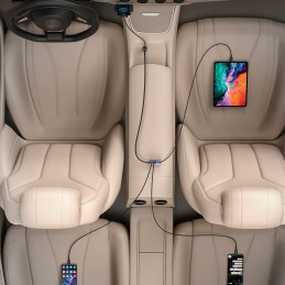 
Automobilinio įkroviklio skirstytuvas 3x USB + USB-C 120W PPS QC PD pilka
