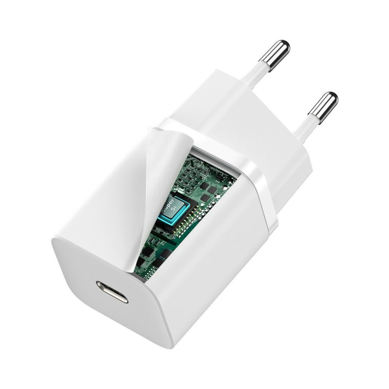 Itin greitas Si 1C USB-C 30W PD QC sieninis įkroviklis baltas