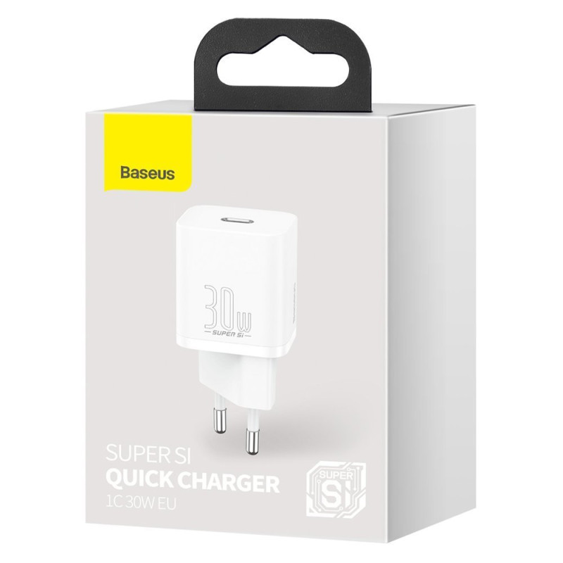Itin greitas Si 1C USB-C 30W PD QC sieninis įkroviklis baltas