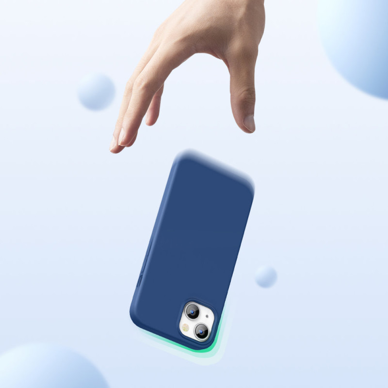 Guminis lankstus silikoninis dėklas iPhone 13 mėlynas