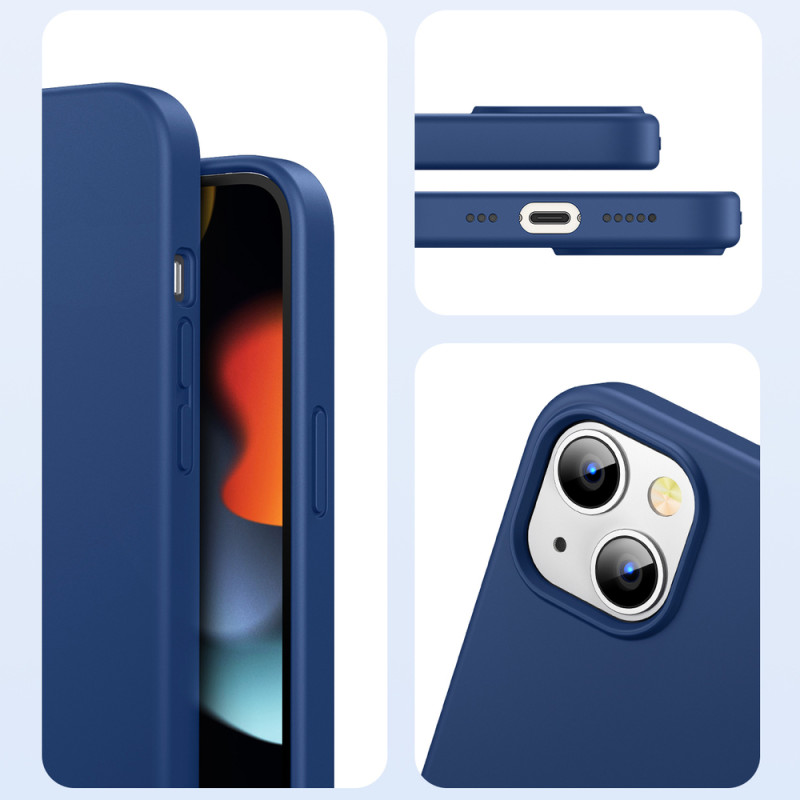 Guminis lankstus silikoninis dėklas iPhone 13 mėlynas