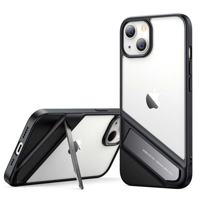 
Tvirtas dėklas su gelio rėmeliu ir stovu iPhone 13, juodas
