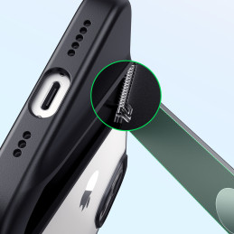 
Tvirtas dėklas su gelio rėmeliu ir stovu iPhone 13, juodas
