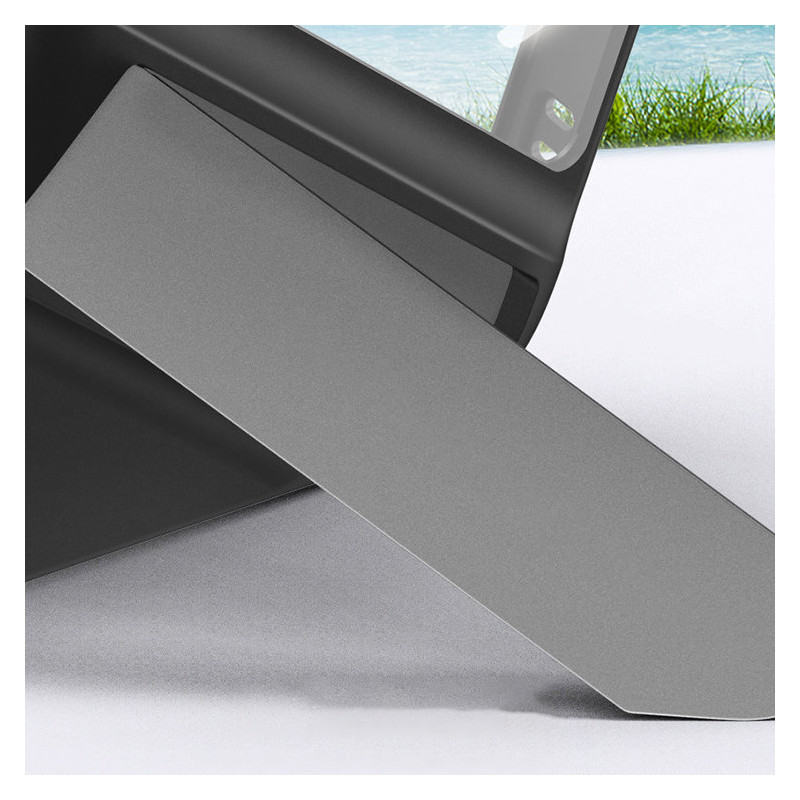 Tvirtas dėklas su gelio rėmeliu ir stovu iPhone 13, juodas