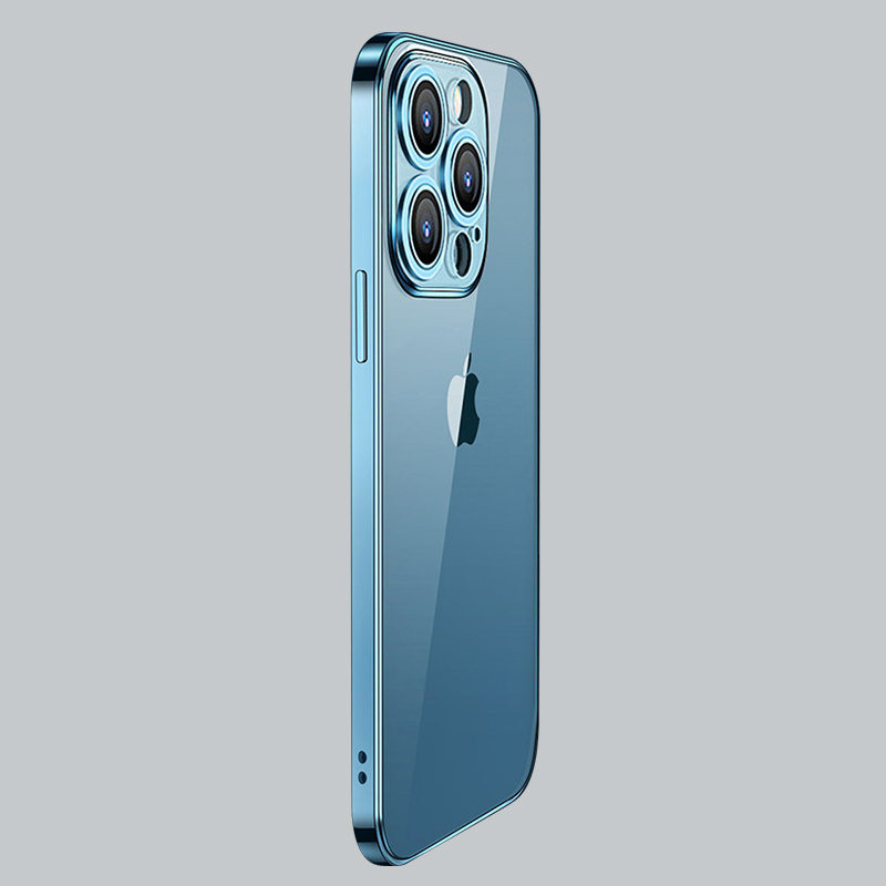 Dėklo dangtelis skirtas iPhone 13, korpusas su mėlynu metaliniu rėmeliu