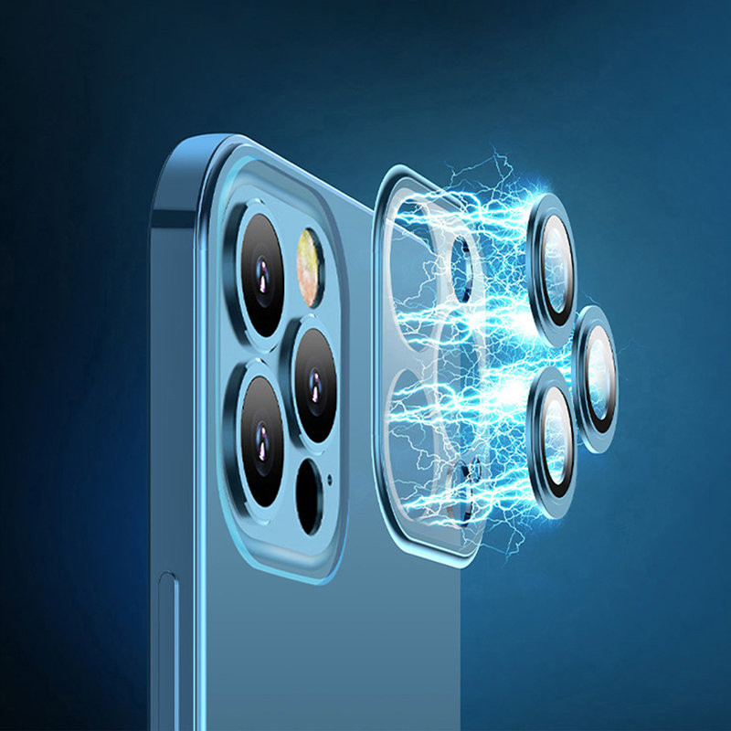 Dėklo dangtelis skirtas iPhone 13, korpusas su mėlynu metaliniu rėmeliu