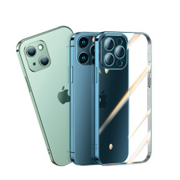 
Dėklo dangtelis skirtas iPhone 13 Pro, korpusas su sidabriniu metaliniu rėmeliu

