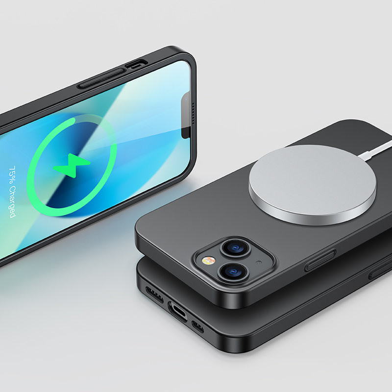 Dėklo dangtelis iPhone 13, galinis ir priekinis korpusas + grūdintas stiklas, juodas