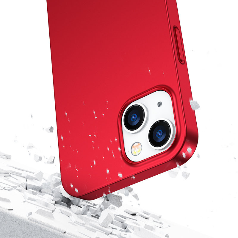 Dėklo dangtelis iPhone 13, galinis ir priekinis korpusas + grūdintas stiklas, raudonas