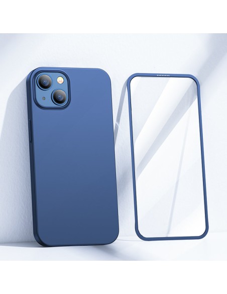 
Dėklo dangtelis iPhone 13, galinis ir priekinis korpusas + grūdintas stiklas, mėlynas
