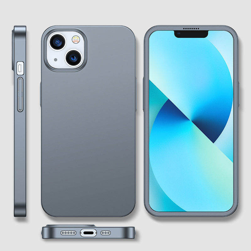 Dėklas iPhone 13, galinis ir priekinis dangtelis + grūdintas stiklas, pilkas