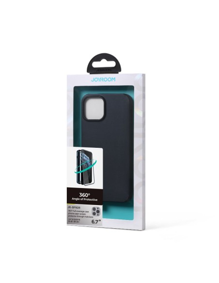 
Dėklo dangtelis skirtas iPhone 13 Pro Max, galinis ir priekinis dangtelis + grūdintas stiklas, juodas
