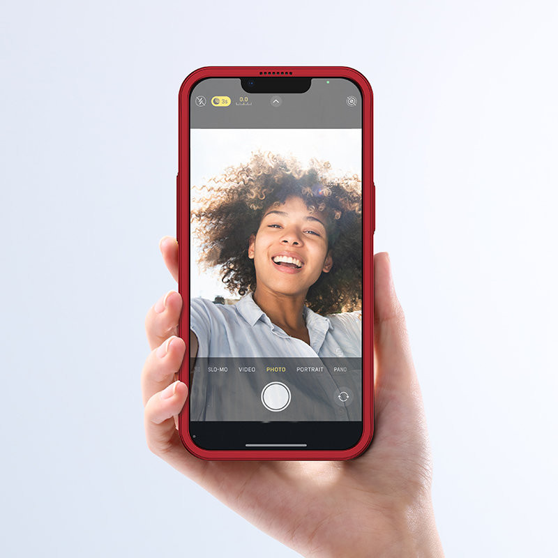 Dėklas iPhone 13 Pro, galinis ir priekinis dangtelis + grūdintas stiklas, raudonas