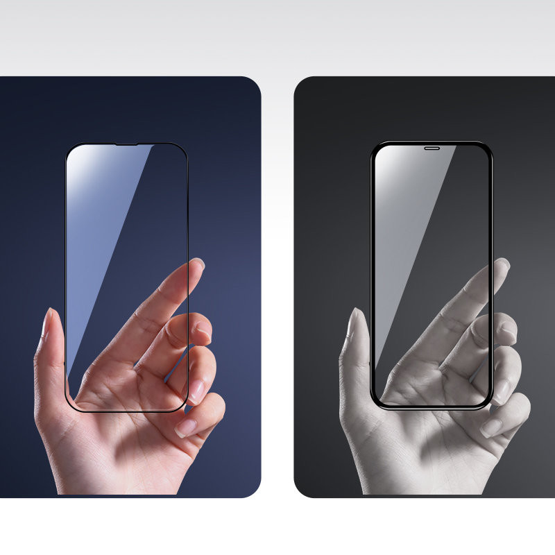 Viso ekrano grūdintas stiklas skirtas iPhone 13 Pro Max su Knight 2.5D TG rėmeliu juodu