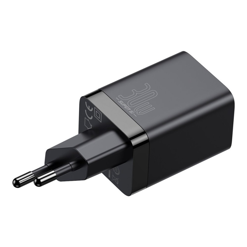 Greitas USB įkroviklis USB-C 30W PD QC Super Si Pro juodas