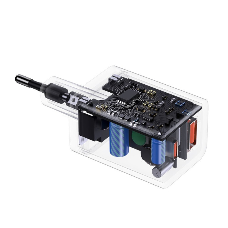 Greitas USB įkroviklis USB-C 30W PD QC Super Si Pro juodas