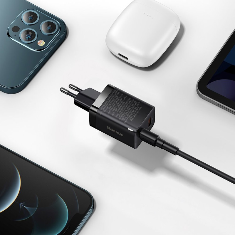 Greitas USB įkroviklis USB-C 30W PD QC Super Si Pro juodas