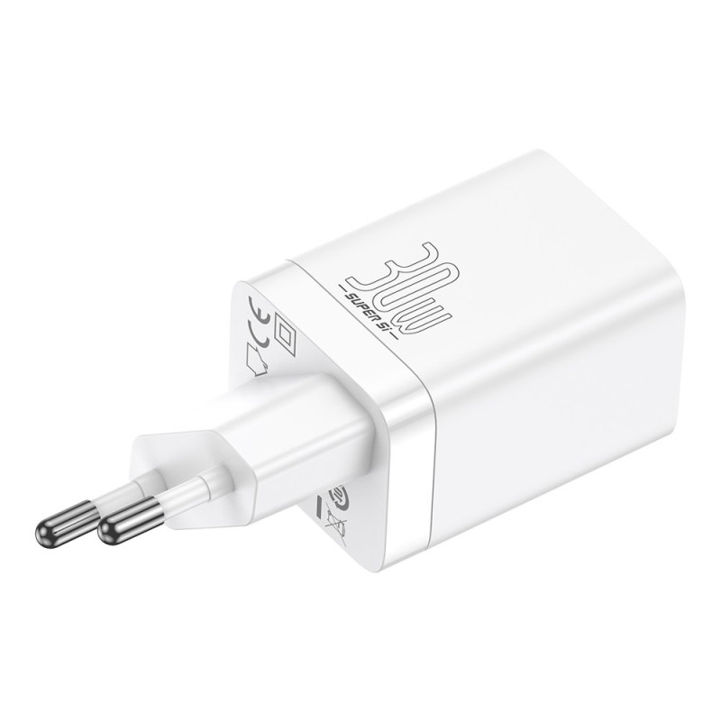 Greitas USB įkroviklis USB-C 30W PD QC Super Si Pro balta