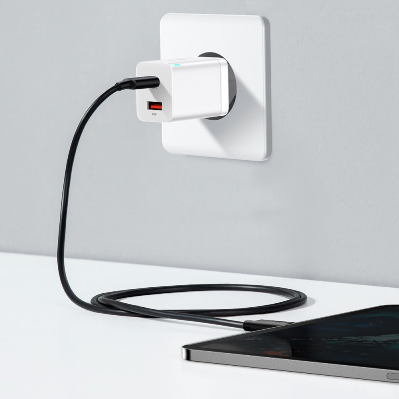 Greitas USB įkroviklis USB-C 30W PD QC Super Si Pro balta