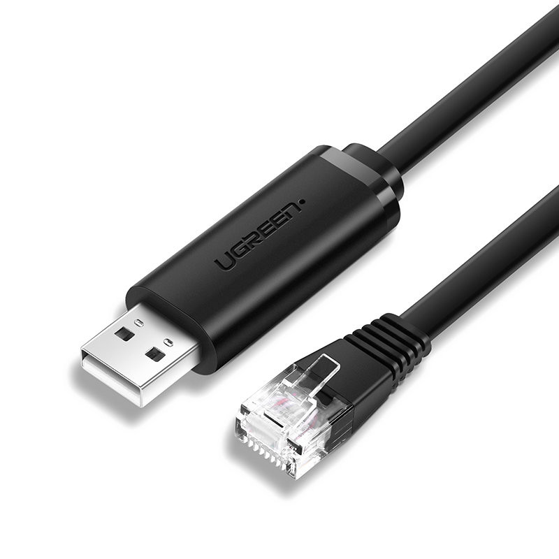 
Konsolinis laidas, USB - RJ45 adapteris, vytos poros Ethernet kabelis, 1,5 m, juodas
