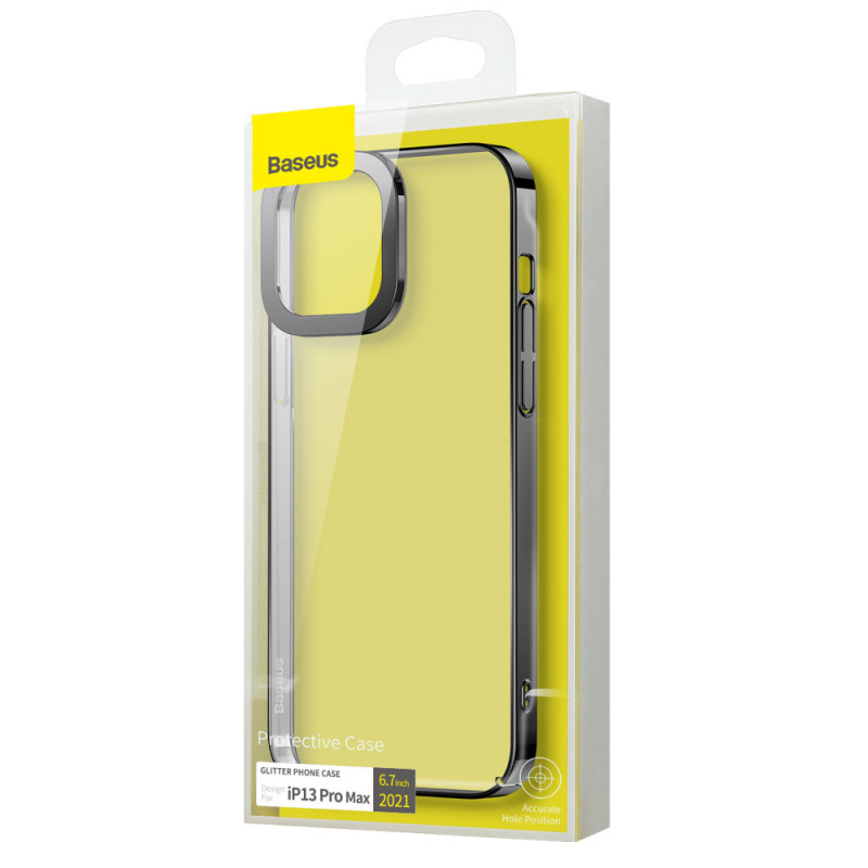 Skaidrus dangtelis iPhone 13 Pro Max Glitter Case juodas