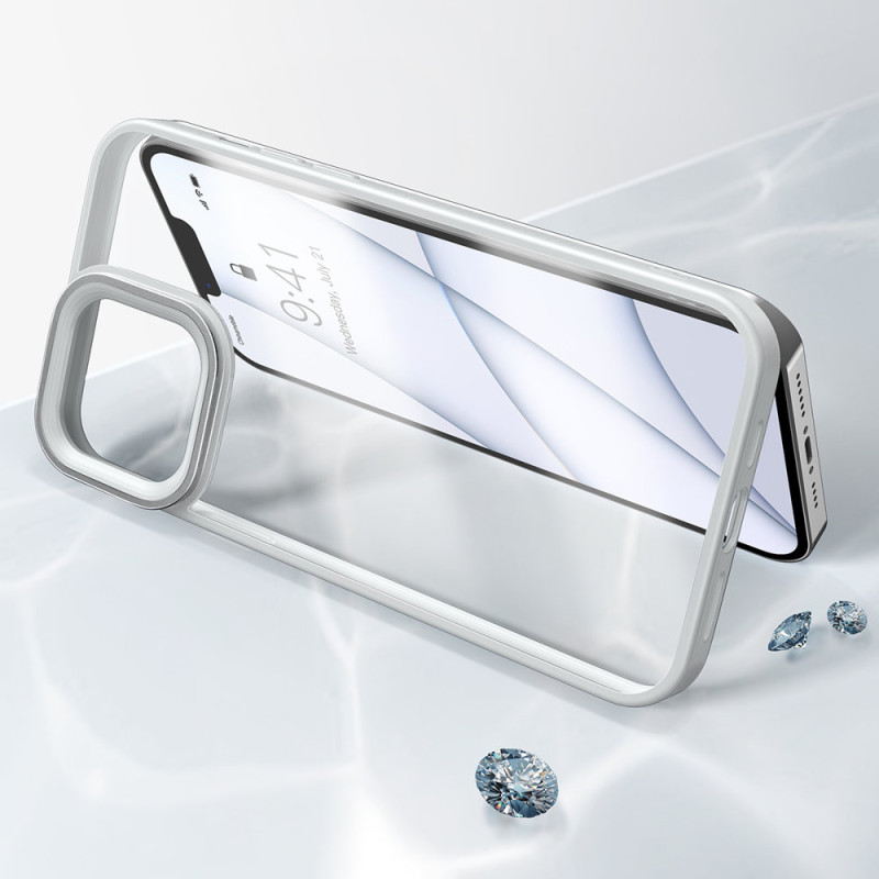 Šarvuotas, atsparus dėklas iPhone 13 Pro su pilku gelio rėmeliu