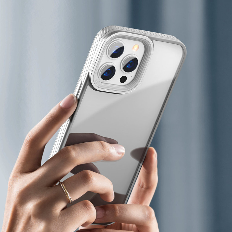Šarvuotas, atsparus dėklas iPhone 13 Pro su pilku gelio rėmeliu