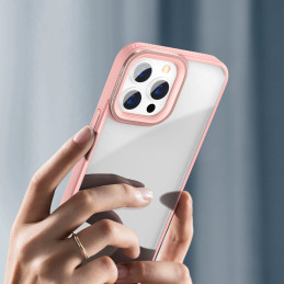 
Šarvuotas atsparus dėklas iPhone 13 Pro su rausvu gelio rėmeliu
