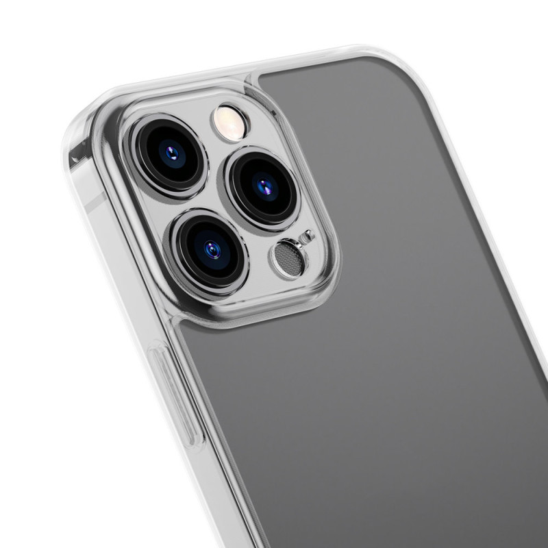 Dėklo dangtelis skirtas iPhone 13 Pro Max, standus korpusas su skaidriu gelio rėmu