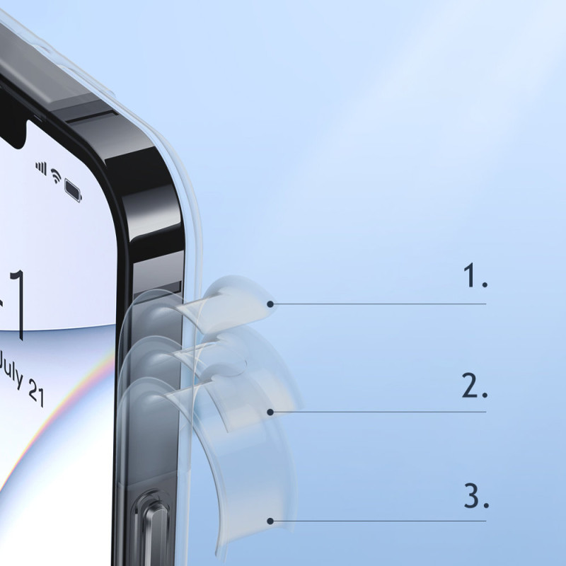 Dėklo dangtelis iPhone 13 Pro, tvirtas korpusas su gelio rėmeliu, juodas