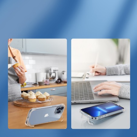 Dėklas iPhone 13 Pro, šarvuotas korpusas su kabliukais, skaidrus stovas
 
Dėklas iPhone 13 Pro, šarvuotas korpusas su kabliukais, skaidrus stovas