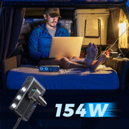 
9in1 automobilinio įkroviklio skirstytuvas 5x USB 1x USB-C 3x cigarečių degiklio lizdas PD QC juodas
