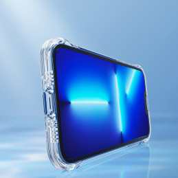 
Magnetinis dėklas iPhone 13, šarvuotas dangtelis su kabliukais, skaidrus stovas
