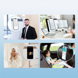 
Magnetinis dėklas iPhone 13, šarvuotas dangtelis su kabliukais, skaidrus stovas
