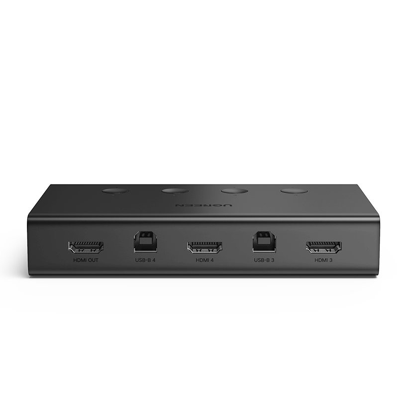 KVM Switch Klaviatūra Vaizdo pelė 4x HDMI 4x USB 4x USB-B juoda