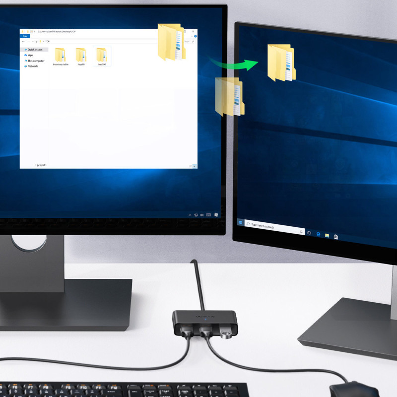 Jungiklio adapterio perjungimo dėžutė USB 2 įėjimai - 3 išėjimai juodi
