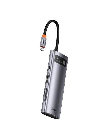 Daugiafunkcis HUB USB 7in1 C tipo HDMI TF PD kortelių skaitytuvas pilkas Daugiafunkcis HUB USB 7in1 C tipo HDMI TF PD kortelių skaitytuvas pilkas