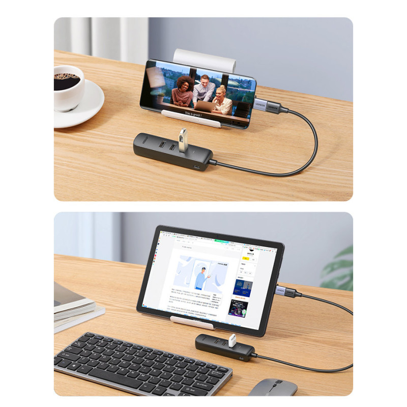 USB skirstytuvo adapteris - Ethernet RJ45 3x USB juodas