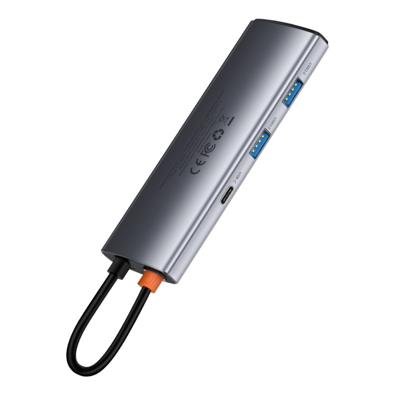 Daugiafunkcis HUB USB 7in1 C tipo HDMI TF PD kortelių skaitytuvas pilkas