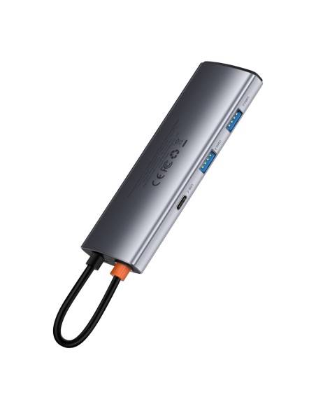Daugiafunkcis HUB USB 7in1 C tipo HDMI TF PD kortelių skaitytuvas pilkas Daugiafunkcis HUB USB 7in1 C tipo HDMI TF PD kortelių skaitytuvas pilkas