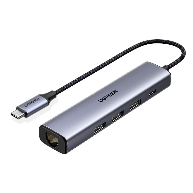 
Daugiafunkcis HUB adapteris USB-C skirstytuvas - 3x USB Ethernet RJ-45 USB-C PD pilka
