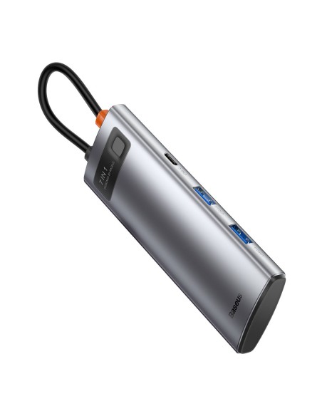 Daugiafunkcis HUB USB 7in1 C tipo HDMI TF PD kortelių skaitytuvas pilkas Daugiafunkcis HUB USB 7in1 C tipo HDMI TF PD kortelių skaitytuvas pilkas