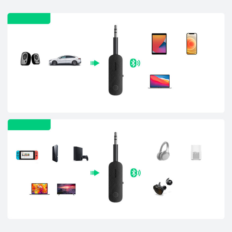 Imtuvo siųstuvas Bluetooth mini lizdas 3,5 mm juodas