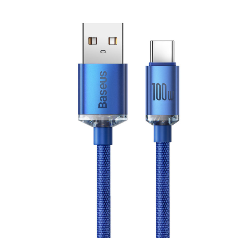 Kabelis greitam įkrovimui ir duomenų perdavimui USB - USB-C 100W 1,2m mėlynas