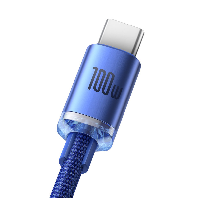 Kabelis greitam įkrovimui ir duomenų perdavimui USB - USB-C 100W 1,2m mėlynas