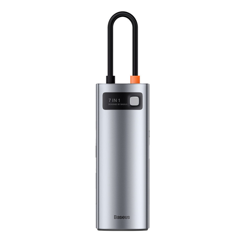Daugiafunkcis HUB USB 7in1 C tipo HDMI TF PD kortelių skaitytuvas pilkas