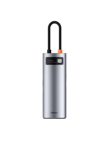 Daugiafunkcis HUB USB 7in1 C tipo HDMI TF PD kortelių skaitytuvas pilkas Daugiafunkcis HUB USB 7in1 C tipo HDMI TF PD kortelių skaitytuvas pilkas