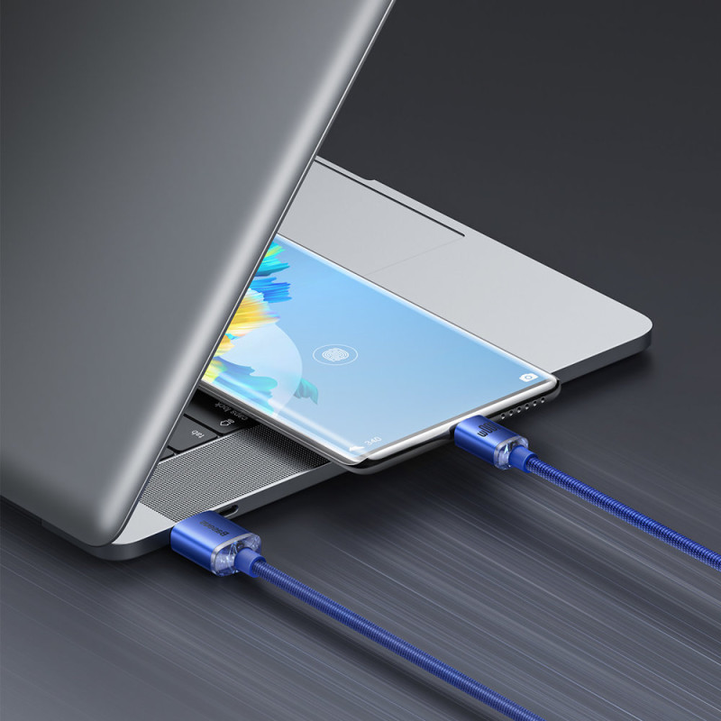 Kabelis greitam įkrovimui ir duomenų perdavimui USB - USB-C 100W 1,2m mėlynas