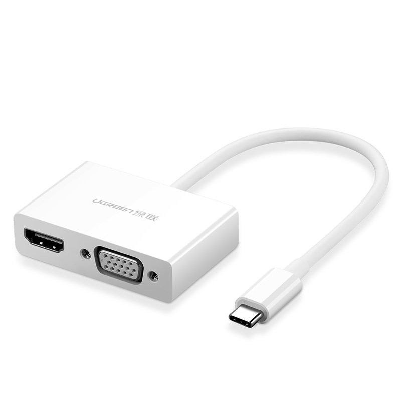 
USB-C – HDMI VGA vaizdo konverterio adapteris baltas
